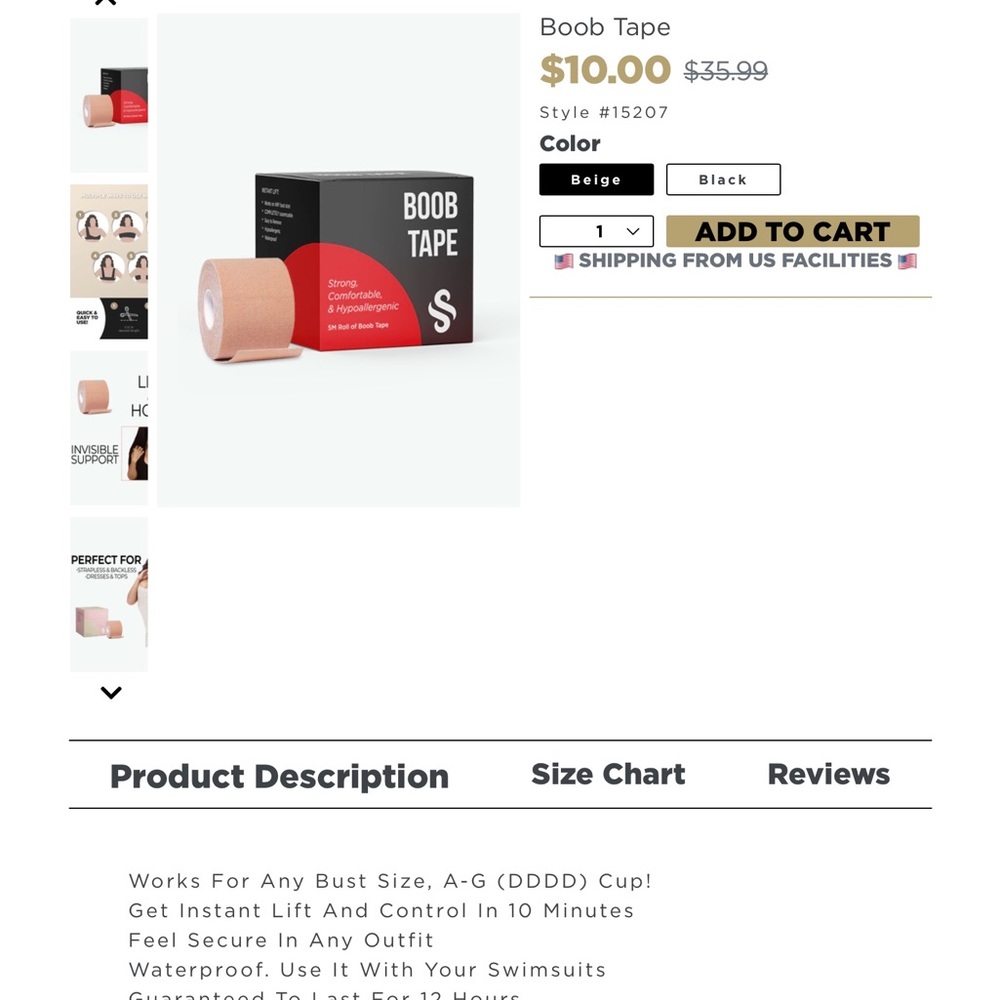 COPY - The Perfect Sculpt Beige Boob Tape. NIB.